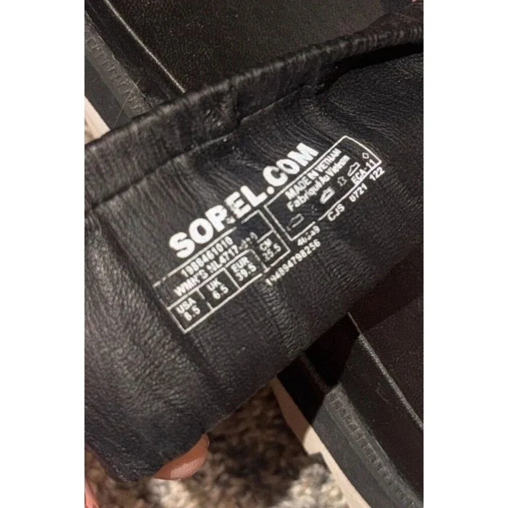 Sorel Roaming Two Strap Black Leather Slip-On Slide/Sandals Women’s Size 8.5 US